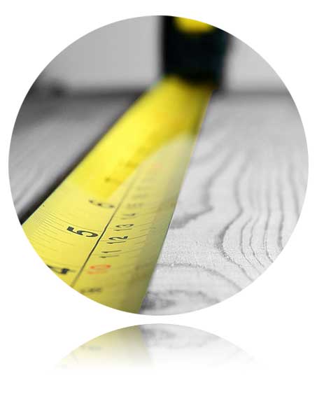 Tape measure used to plan screen dimensions